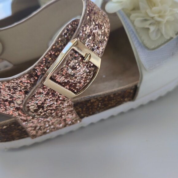 Colors of California White and Pink Flower Glitter Sandals Kids EU31 - Picture 5 of 7